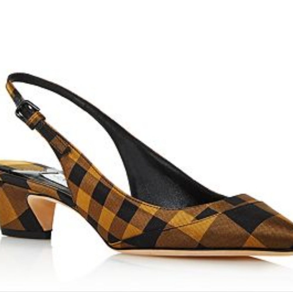 Jimmy Choo Gemma 40 Kitten Heel Pointed Slingback EU39 Buffalo Check Plaid